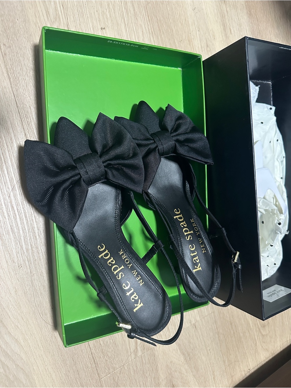 kate spade Black Bow Slingback Heels